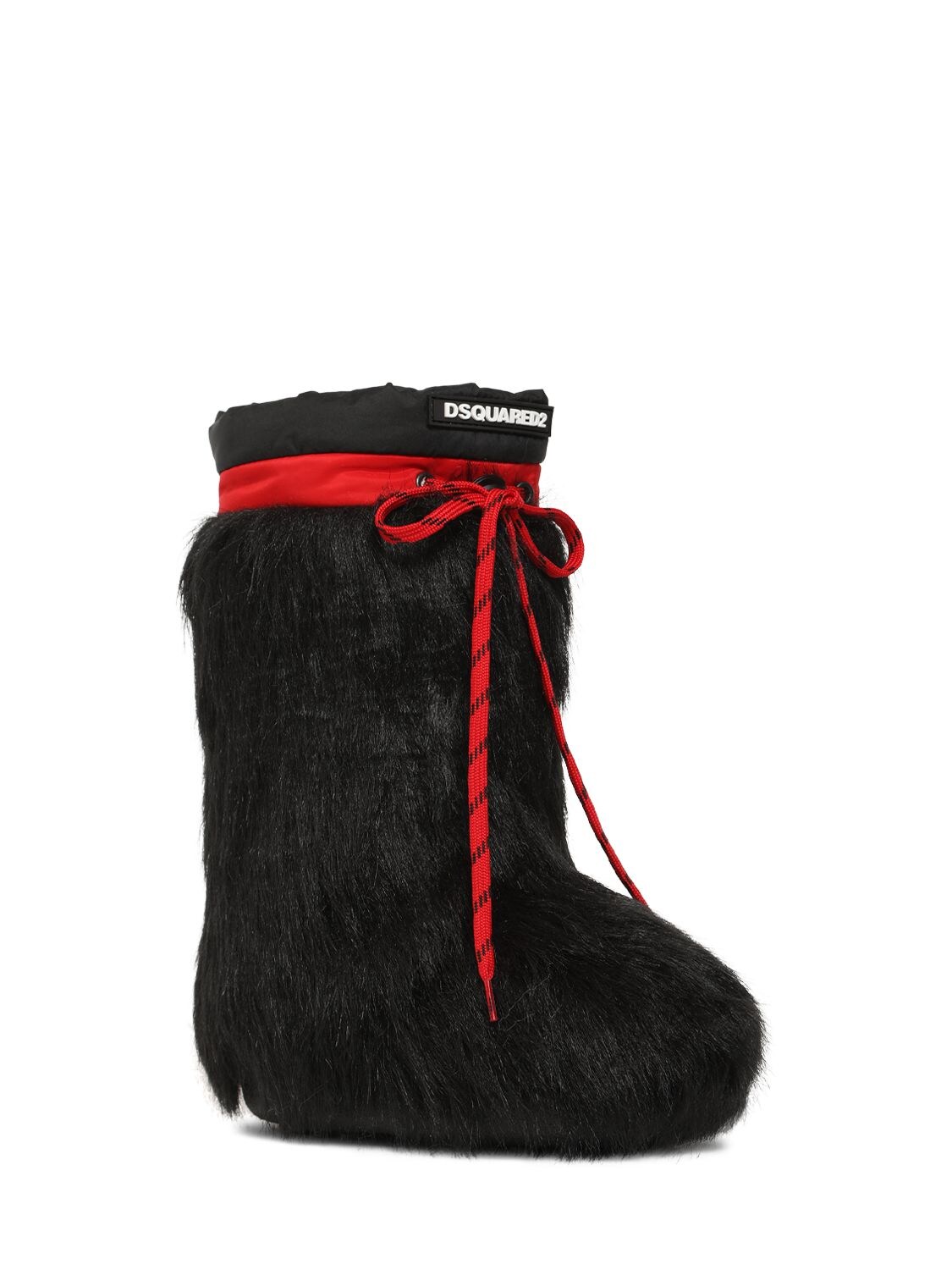 Shop Dsquared2 Faux Fur Snow Boots In Black