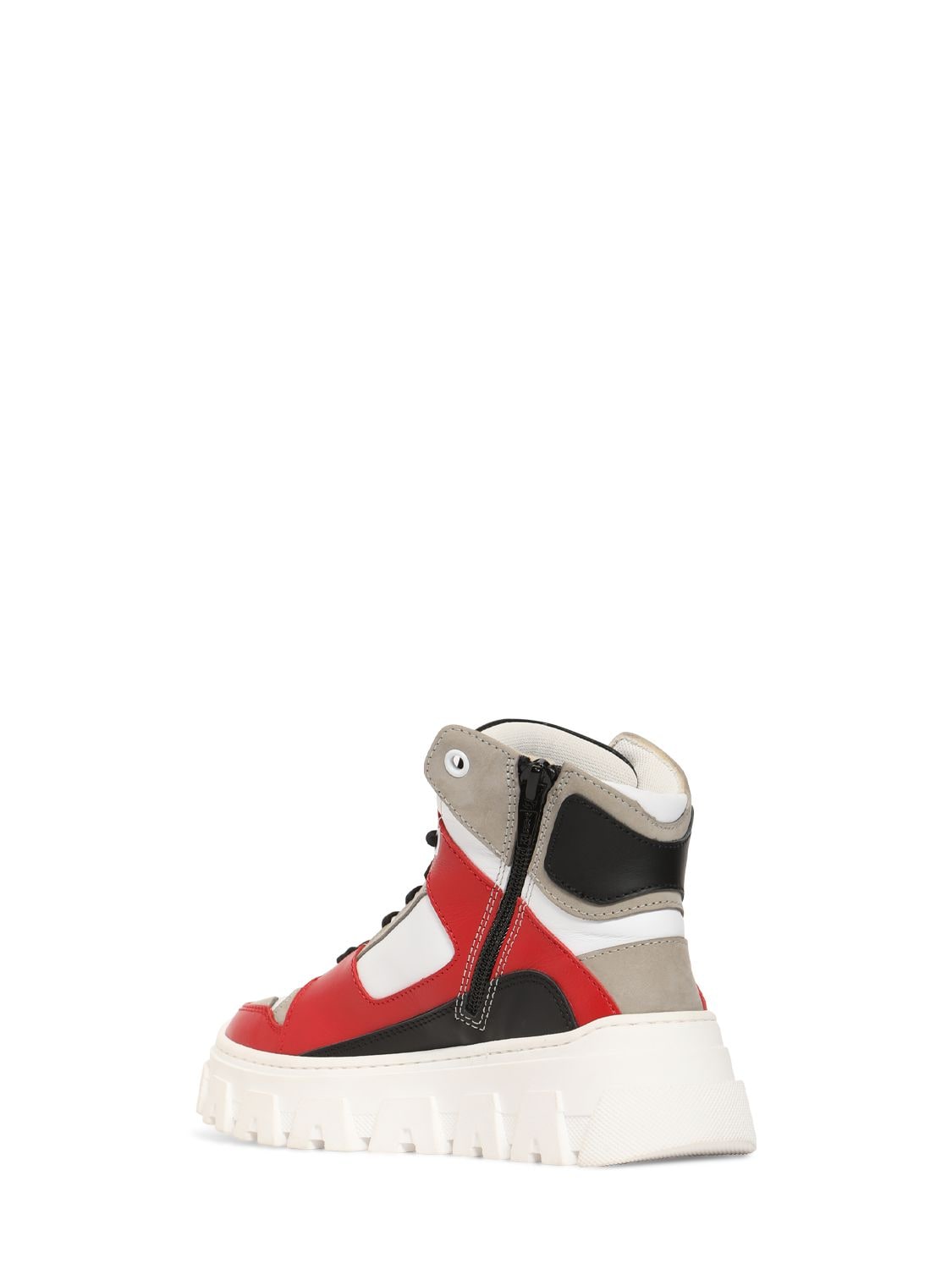 Shop Dsquared2 Logo Print Leather Sneakers In Red,multi