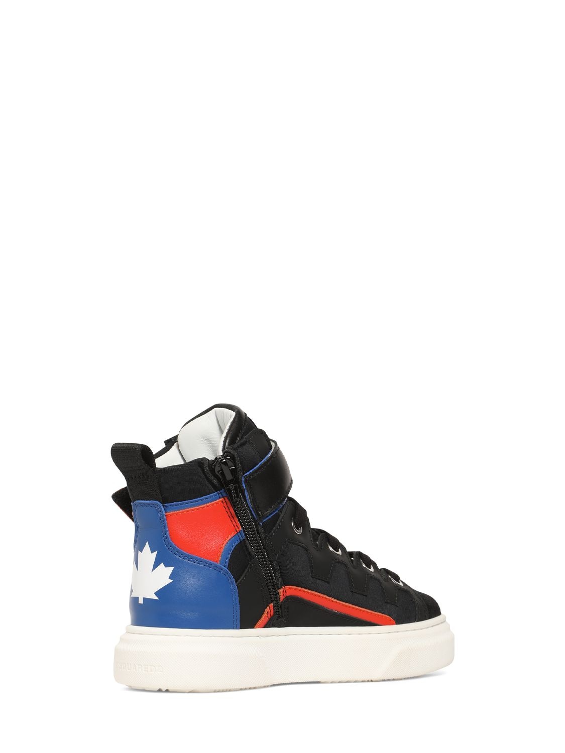 Shop Dsquared2 Logo Print Leather & Tech Sneakers In Multicolor