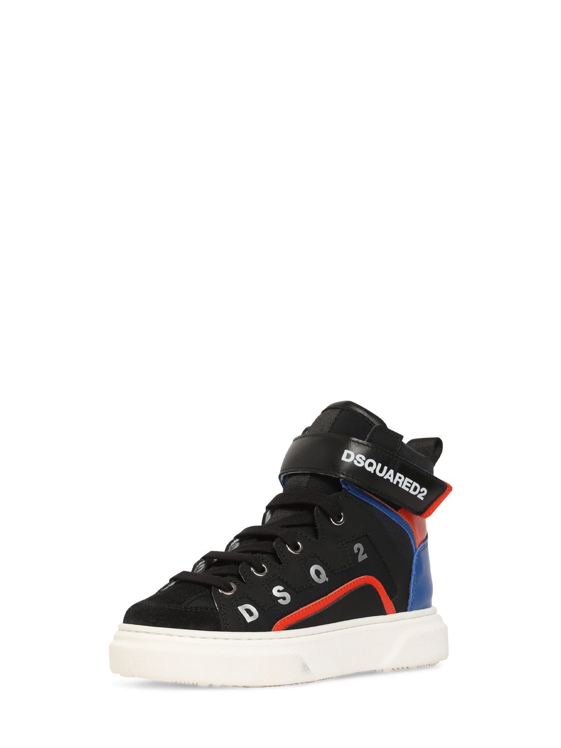 Shop Dsquared2 Logo Print Leather & Tech Sneakers In Multicolor