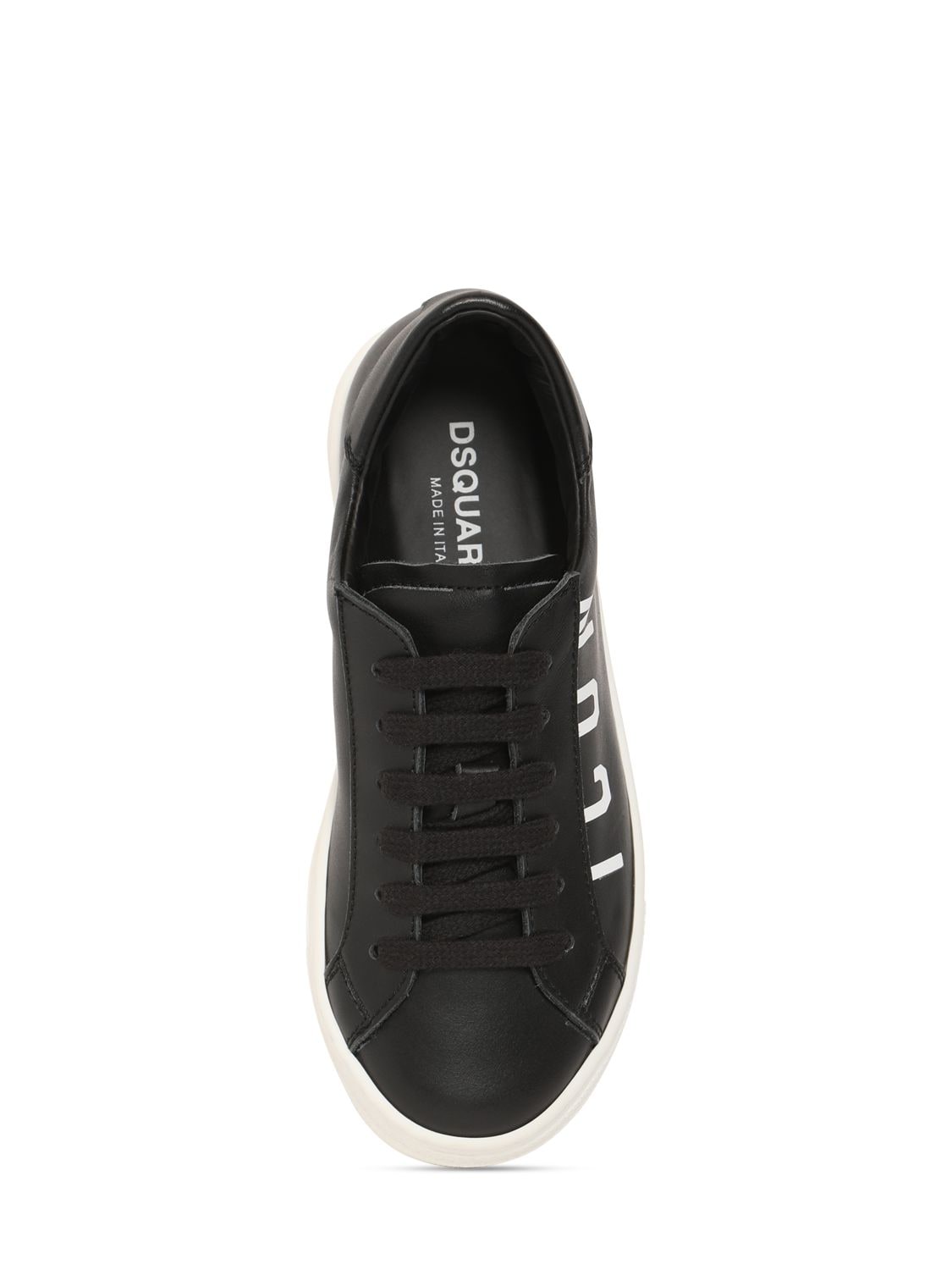 Shop Dsquared2 Leather Lace-up Sneakers In Black