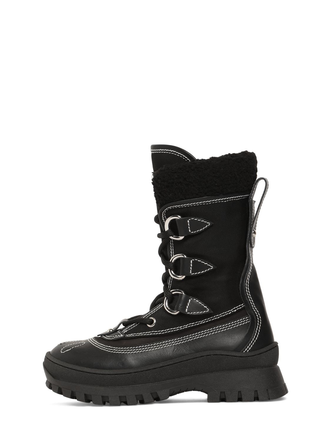 Dsquared2 Kids' Leather & Tech Snow Boots In Black