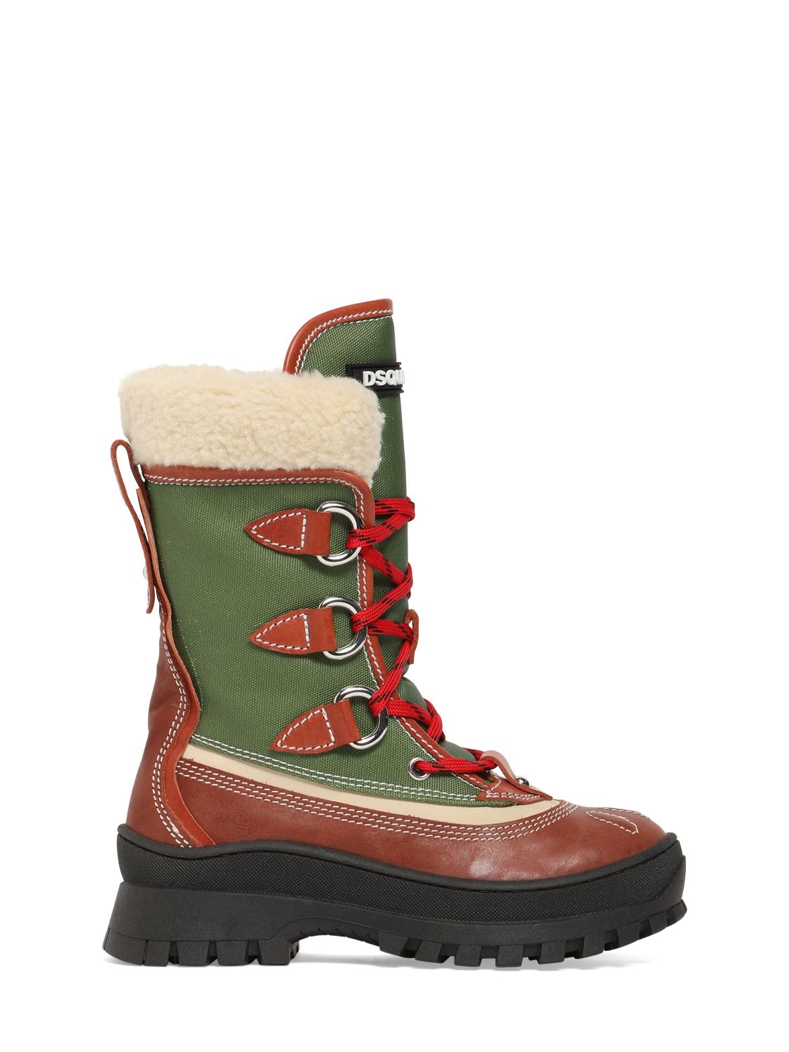 Dsquared2 Kids' Leather & Tech Snow Boots In Multicolor