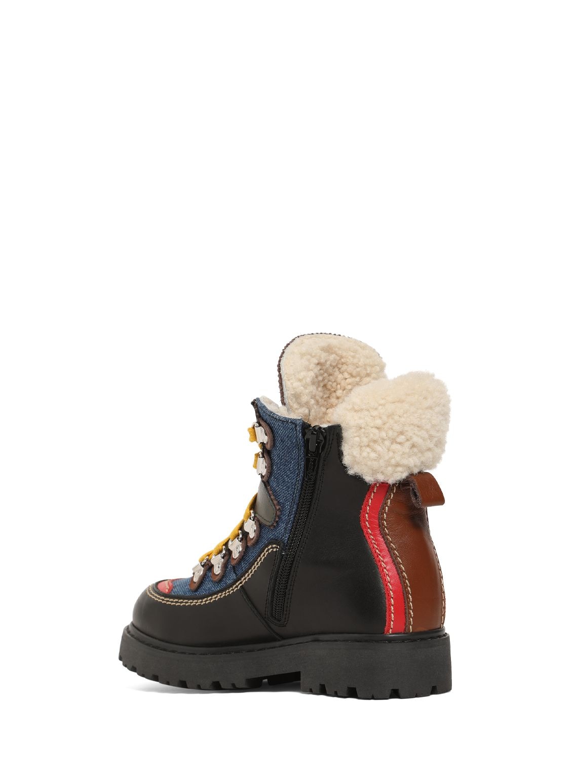 Shop Dsquared2 Cotton & Leather Snow Boots In Multicolor