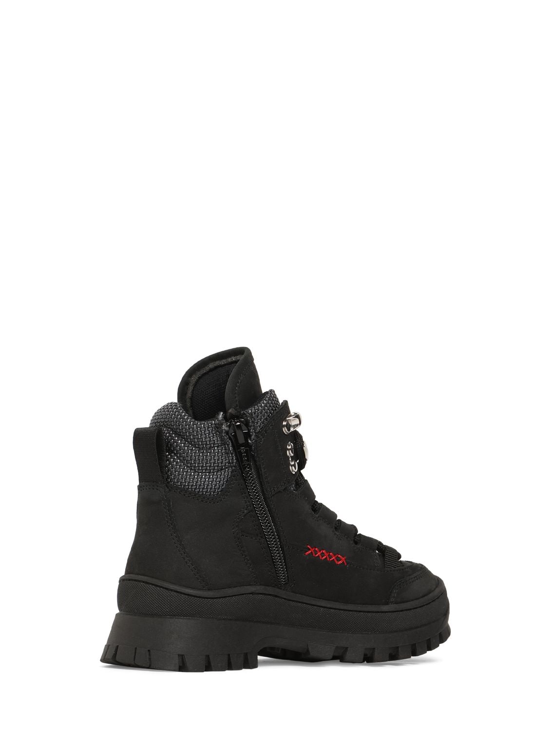 Shop Dsquared2 Logo Print Leather Hiking Boots In Black