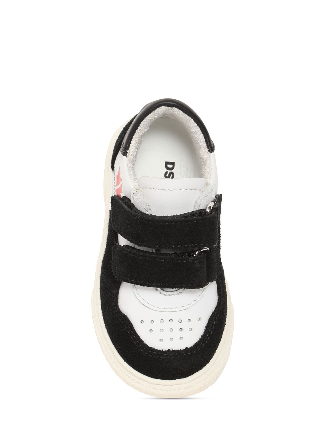 Shop Dsquared2 Printed Leather Strap Sneakers In White,black