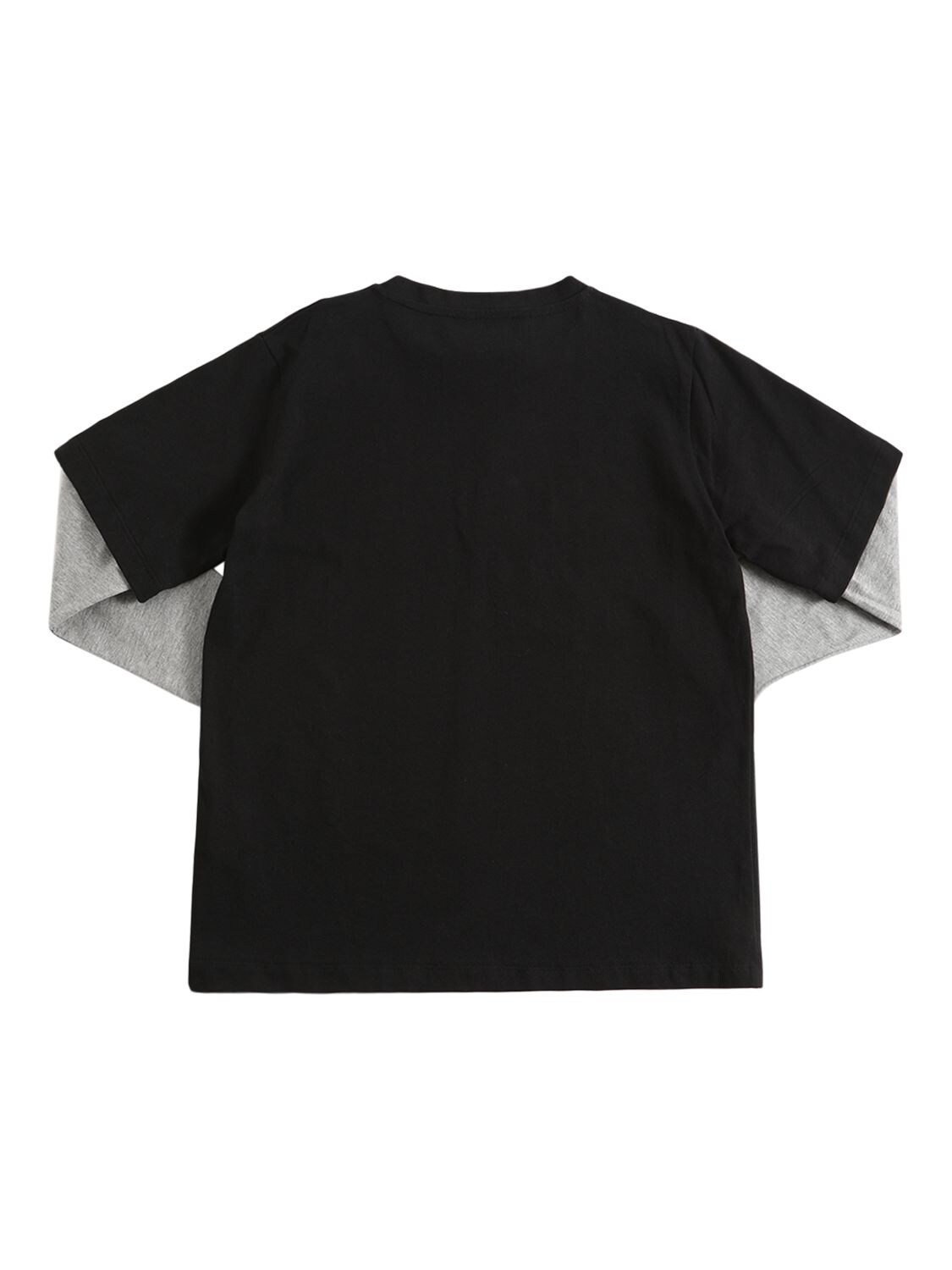 Shop Versace Logo Print Cotton Jersey T-shirt In Black,grey