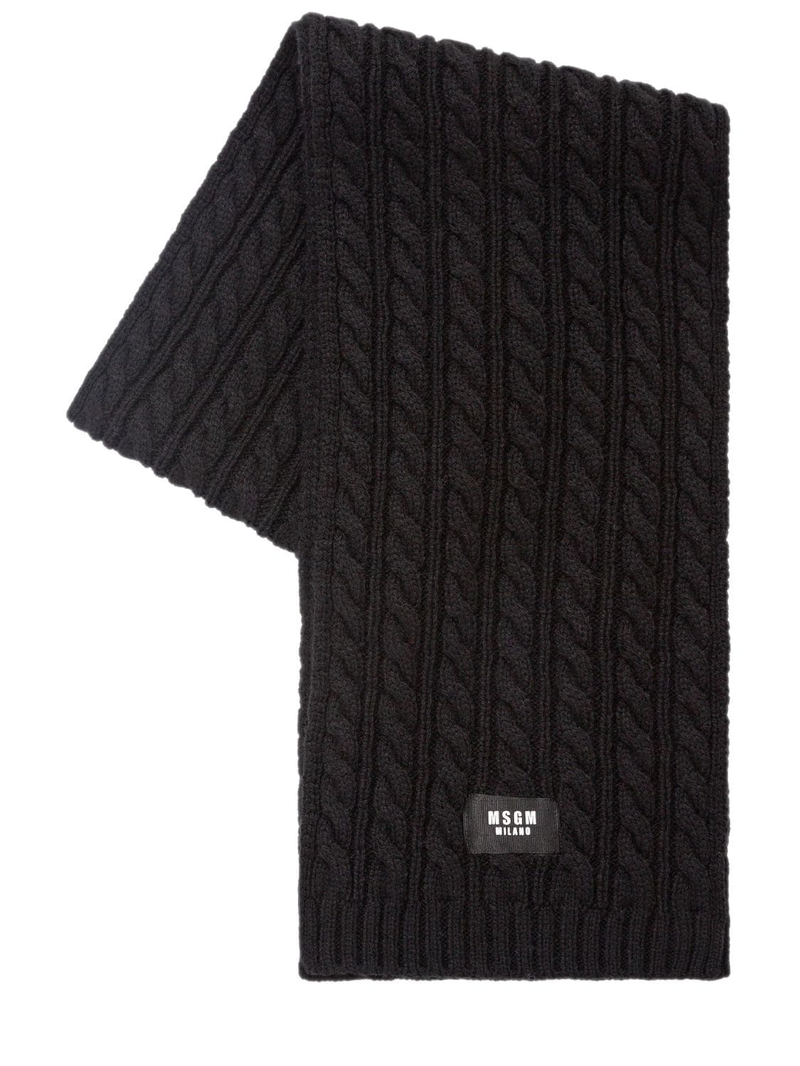 MSGM WOOL BLEND CABLE KNIT SCARF