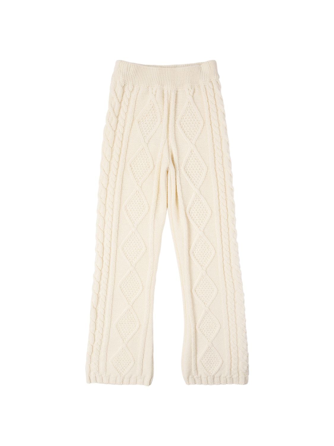 MSGM WOOL BLEND CABLE KNIT PANTS