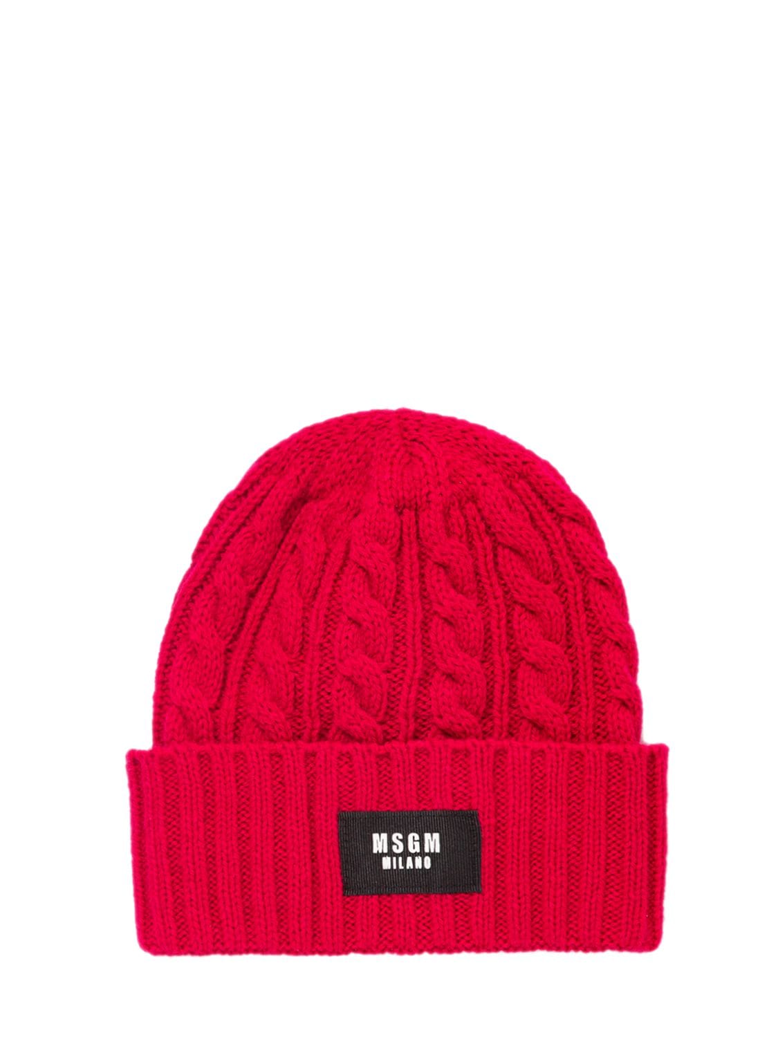 MSGM WOOL BLEND CABLE KNIT BEANIE