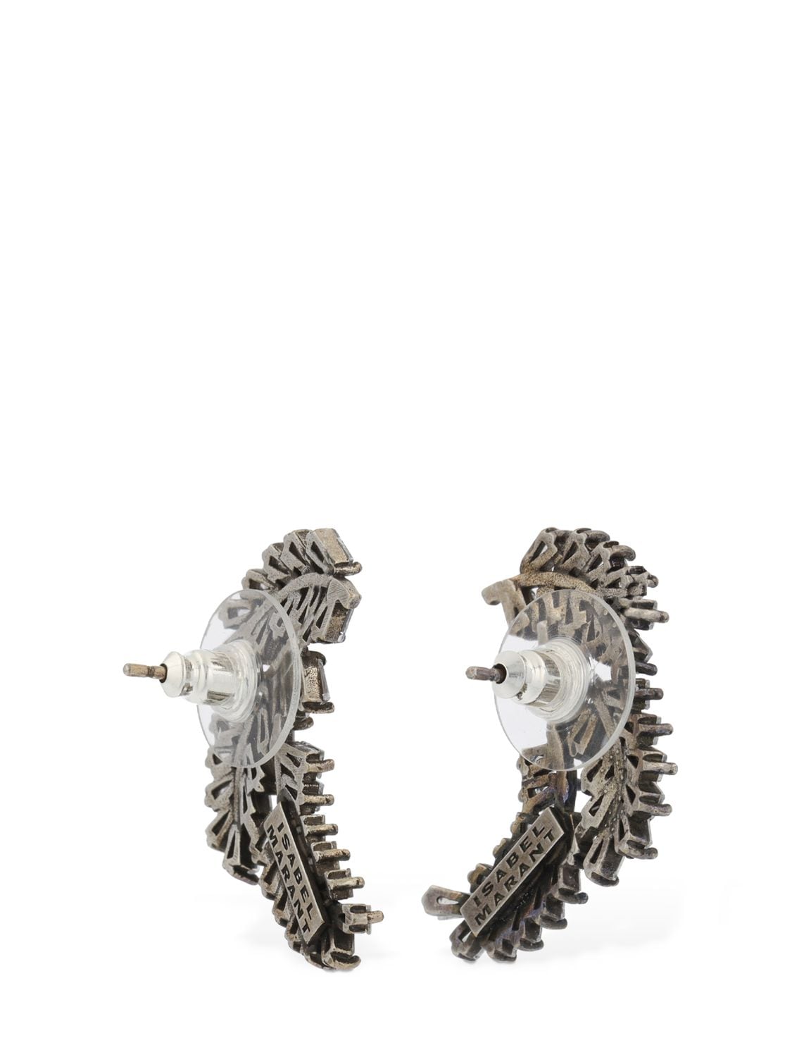 Shop Isabel Marant Feather Glass Earrings In Silver