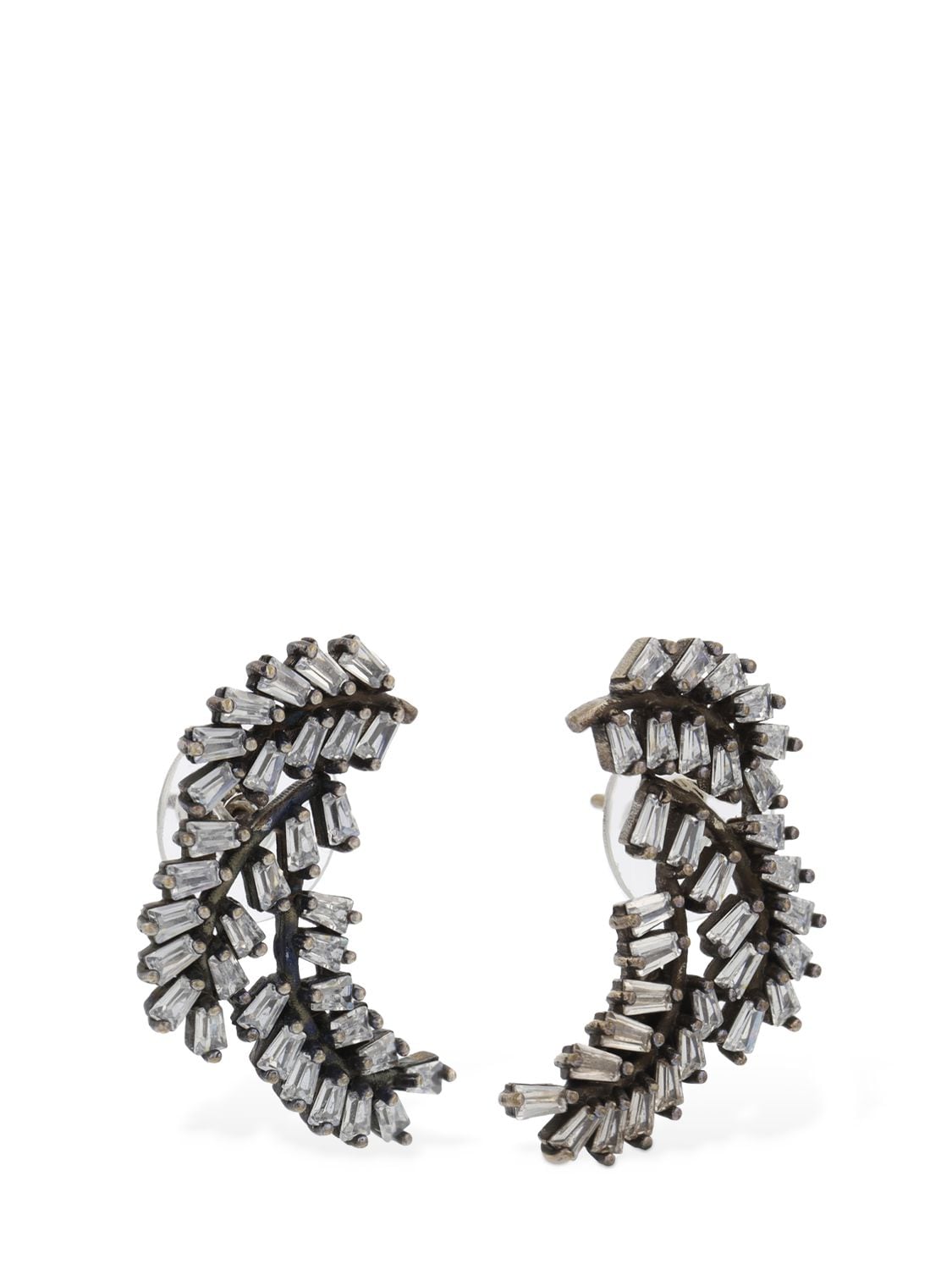 Shop Isabel Marant Feather Glass Earrings In Silver
