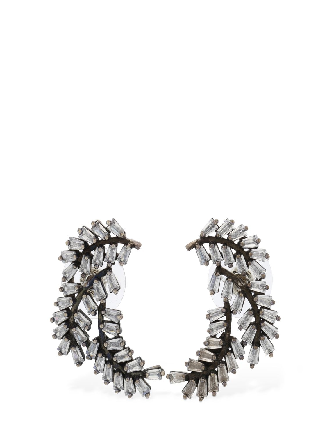 Isabel Marant Feather Glass Earrings In Silver