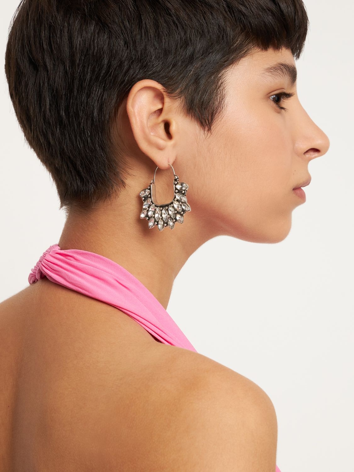Shop Isabel Marant Celenia Crystal Hoop Earrings In Silver