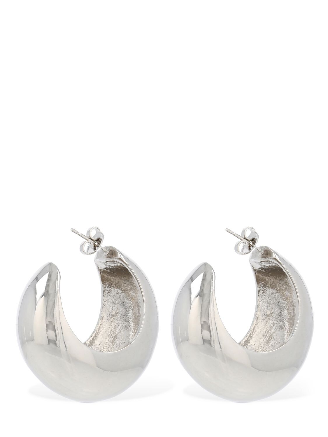 Shop Isabel Marant Shiny Crescent Big Hoop Earrings In Silver
