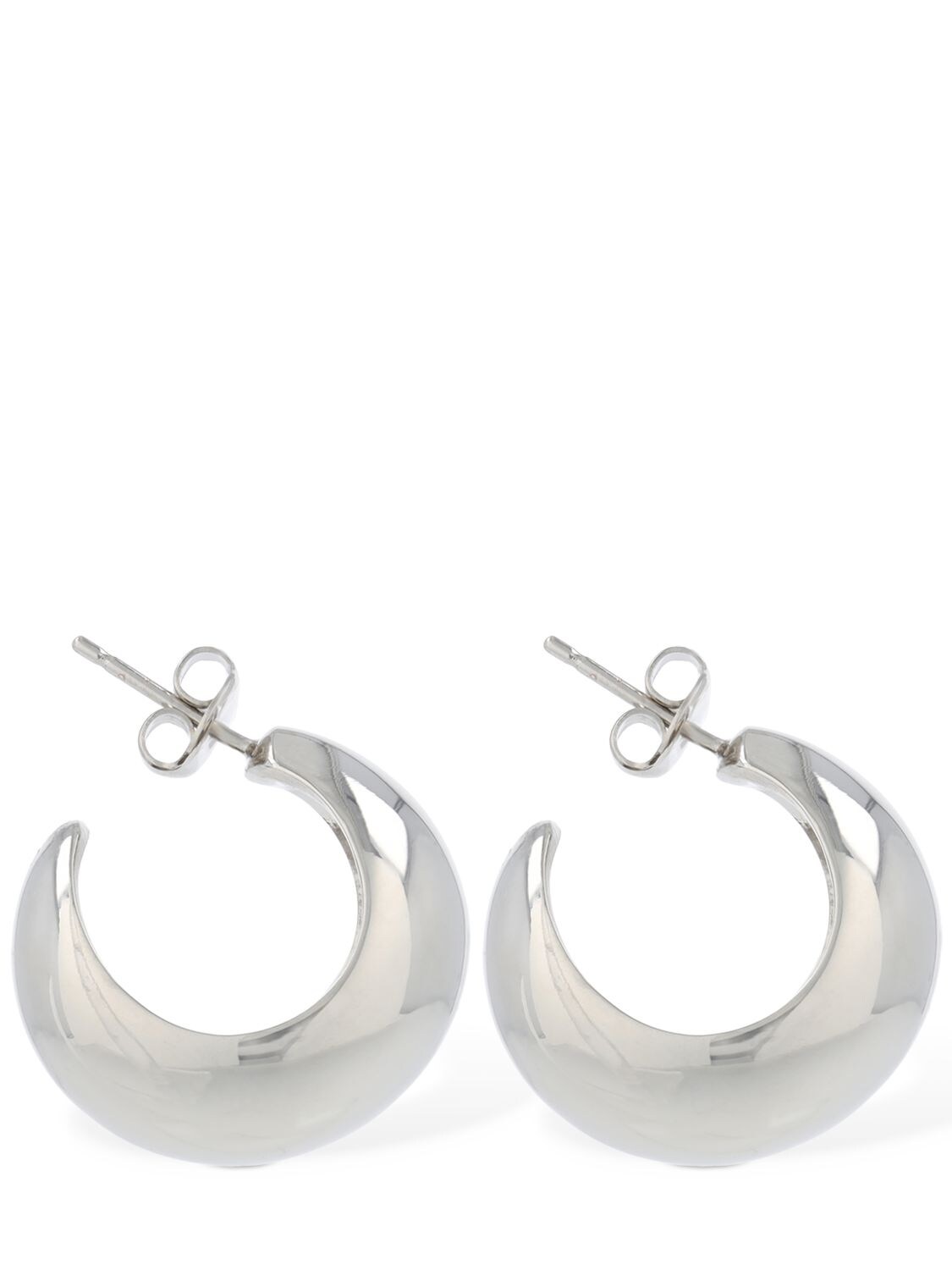 Shop Isabel Marant Shiny Crescent Hoop Earrings In Silver