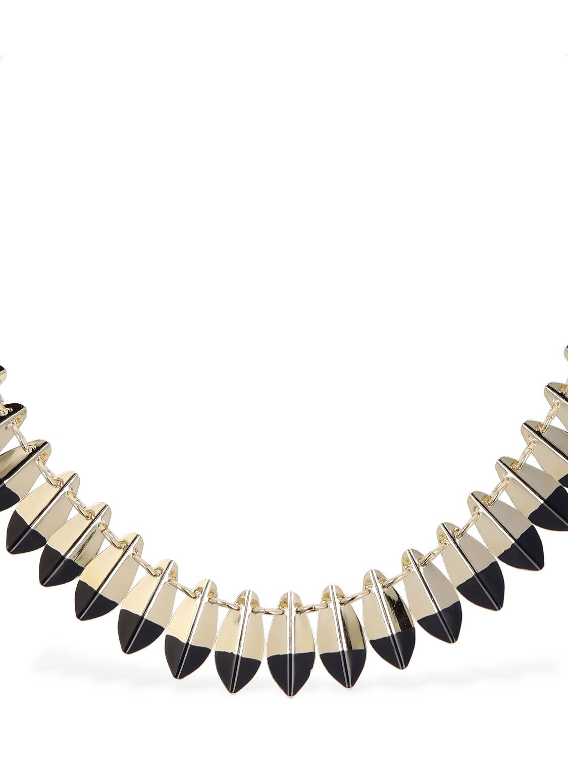 Shop Isabel Marant Half Color Leaf Necklace In Black,gold