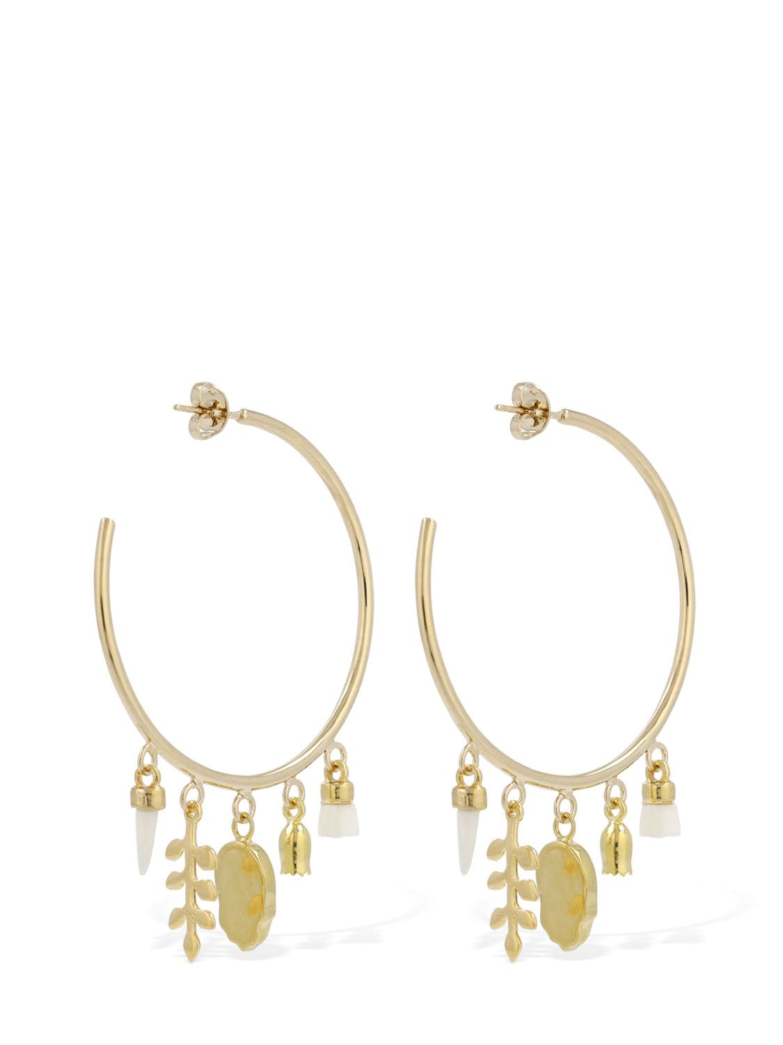 Shop Isabel Marant New It's All Right Hoop Earrings In Ecru,gold