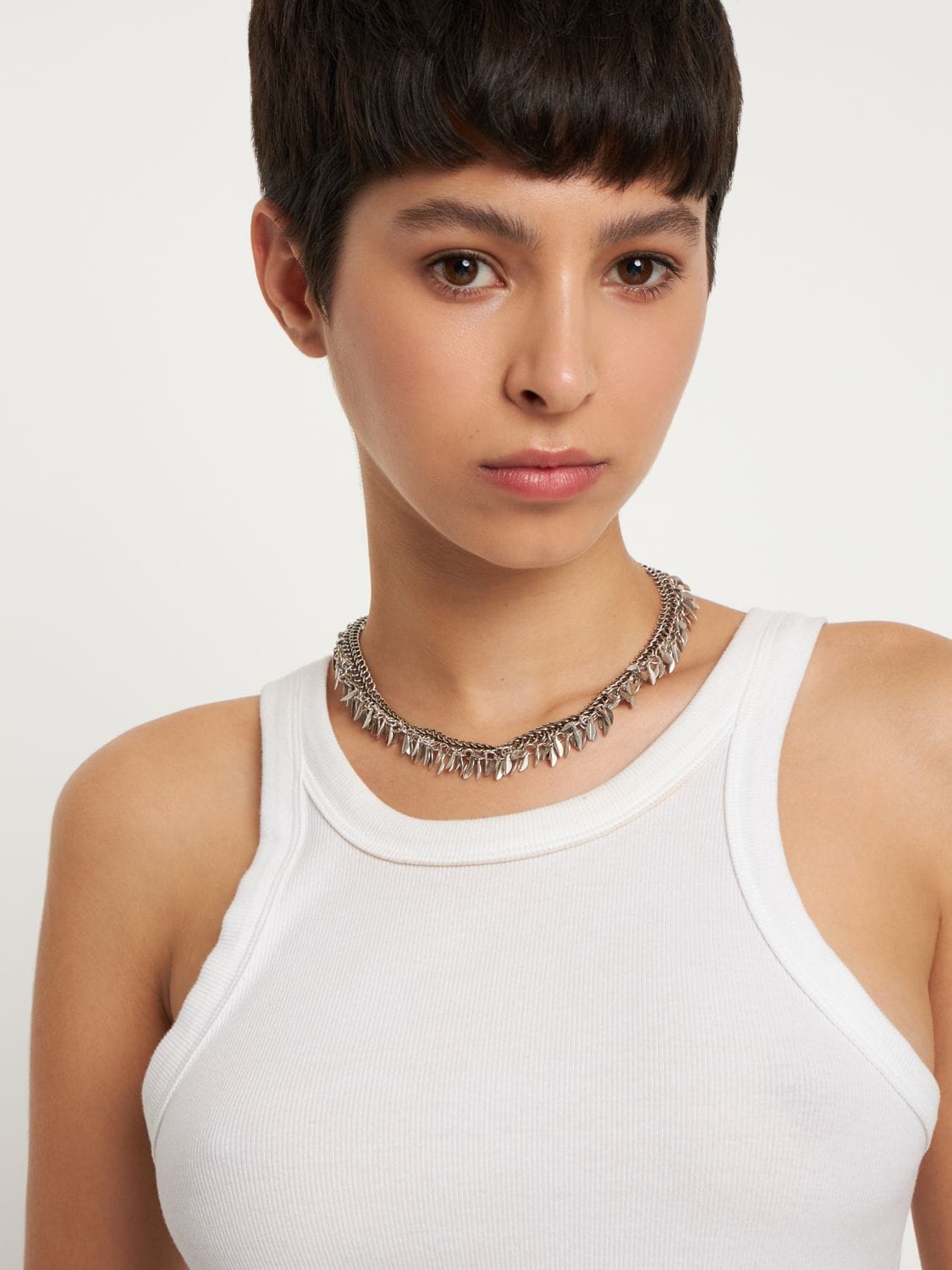 Shop Isabel Marant Pretty Leaf Necklace In Silver