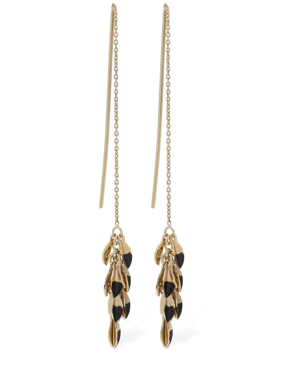 Isabel Marant Half Color Leaf Pendant Earrings In Black,gold