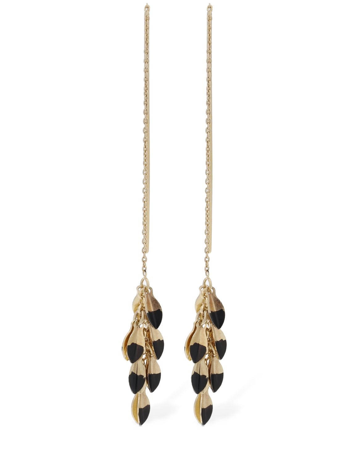 Shop Isabel Marant Half Color Leaf Pendant Earrings In Black,gold