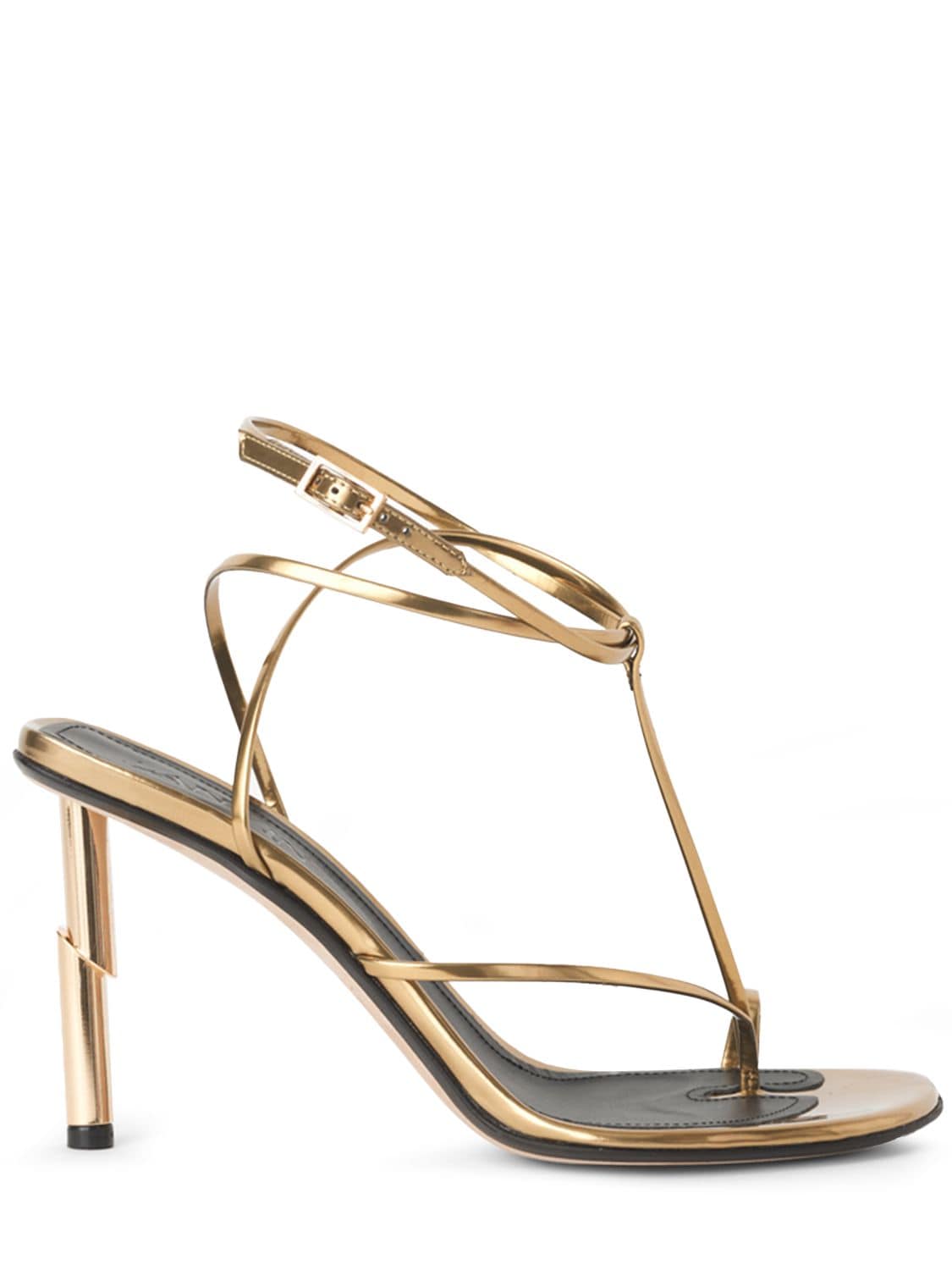Shop Lanvin 95mm Sequence Metallic Leather Sandals In 金色