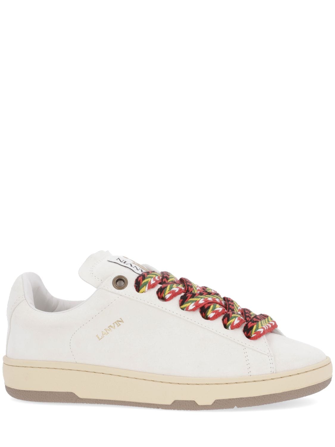 Lanvin 10mm Lite Curb Leather Low Top Trainers In White