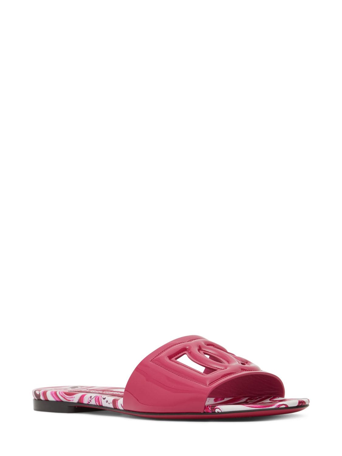 Shop Dolce & Gabbana 10mm Bianca Patent Leather Slide Sandals In Fuchsia