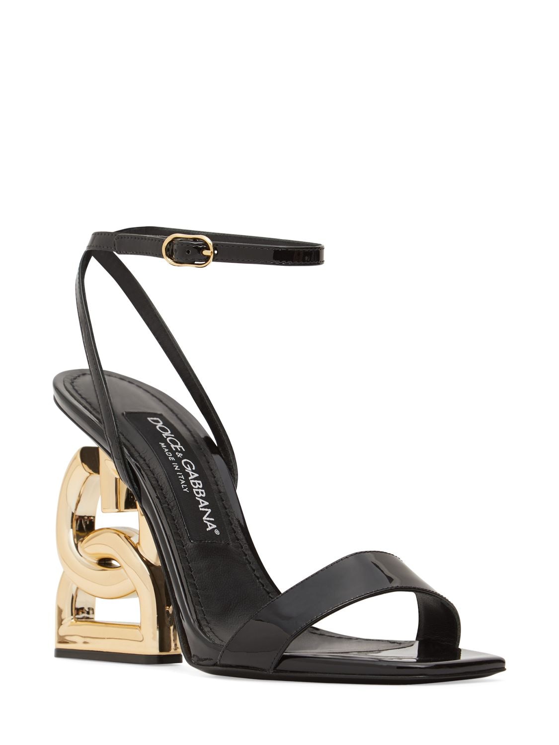 Shop Dolce & Gabbana 105mm Keira Patent Leather Sandals In Black