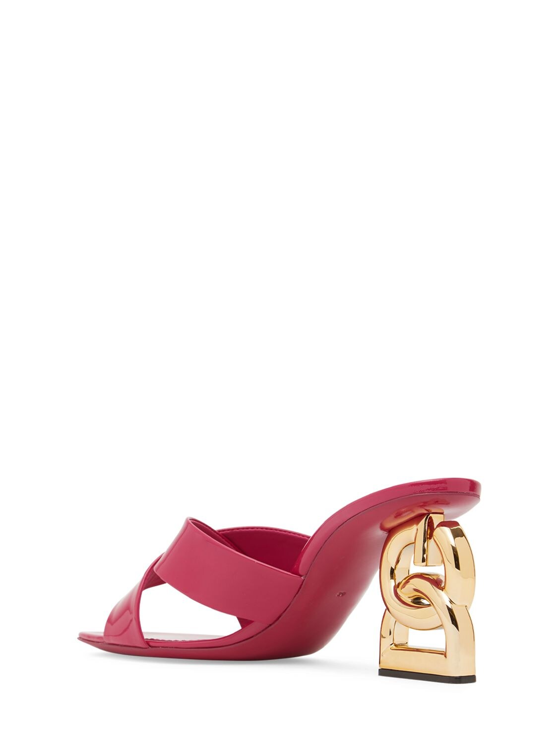 Shop Dolce & Gabbana 75mm Patent Leather Mules Sandals In Fuchsia