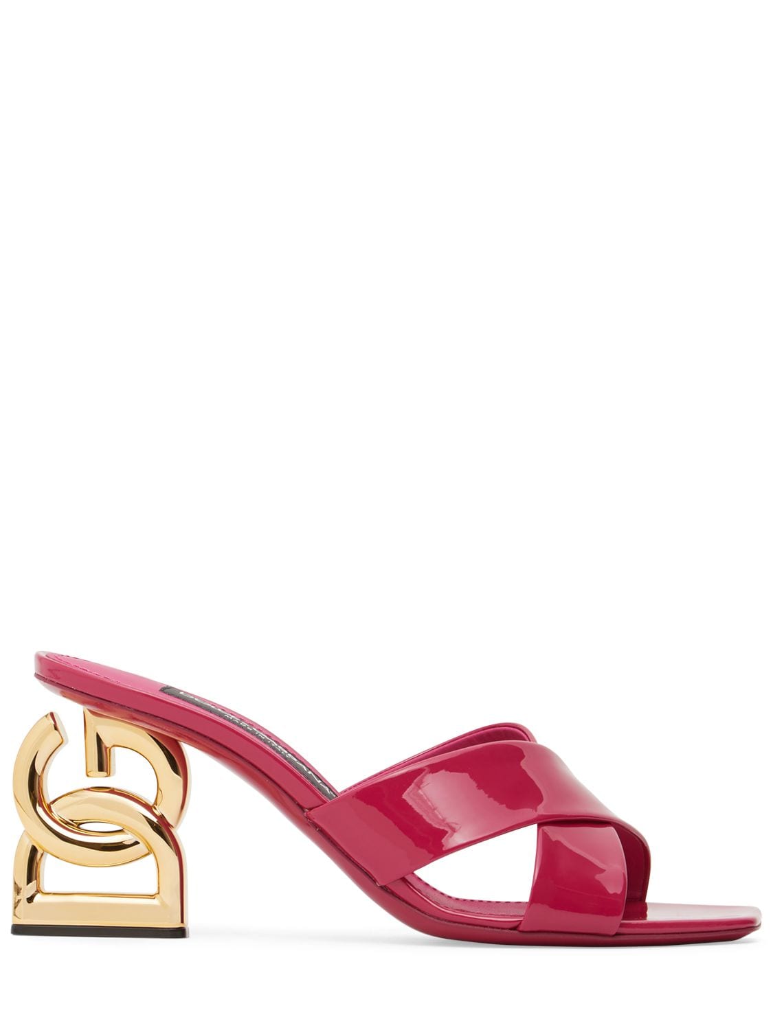 Dolce & Gabbana 75mm Patent Leather Mules Sandals In Fuchsia