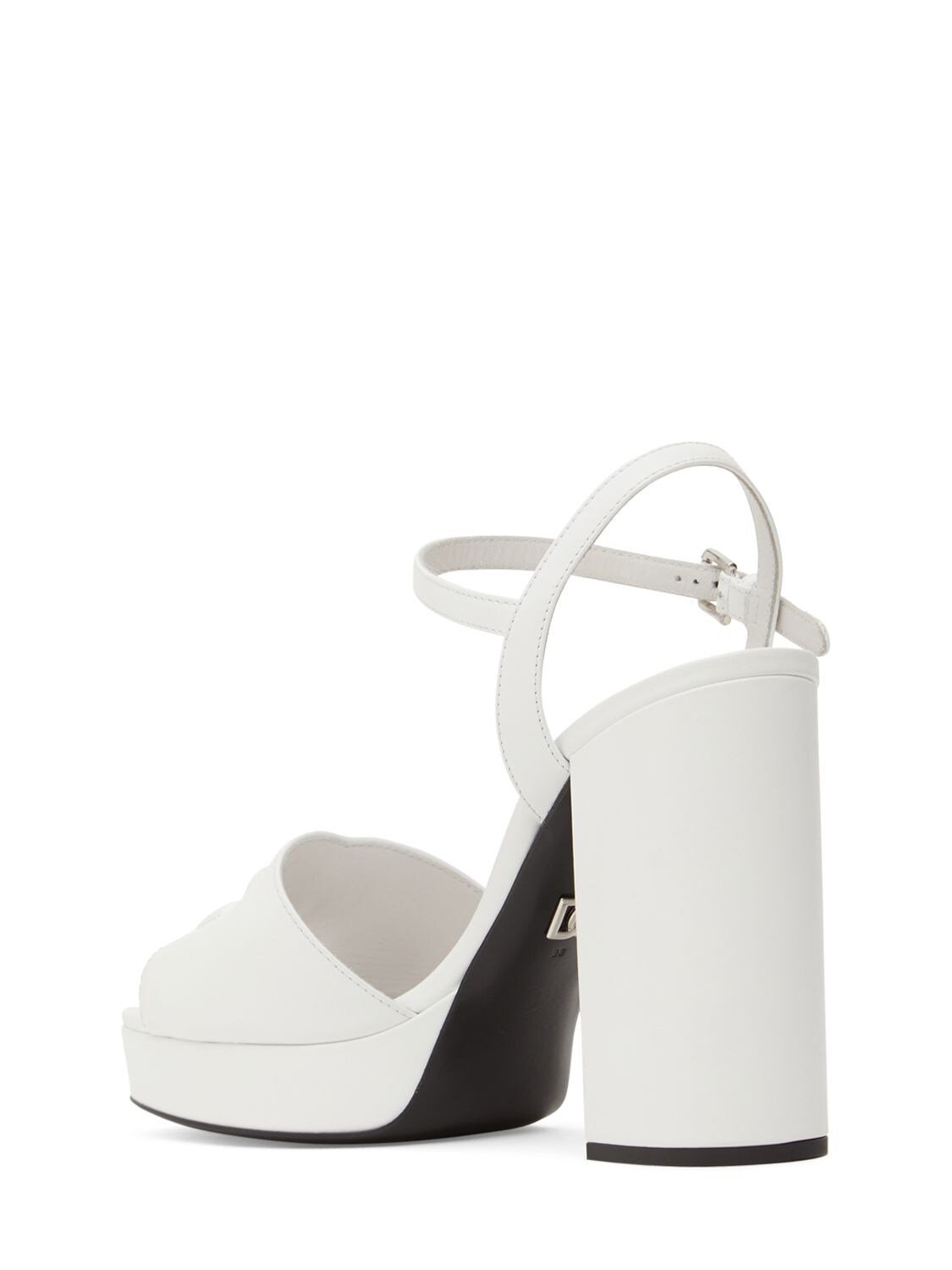 Shop Dolce & Gabbana 85mm Keira Leather High Heel Sandals In Off White