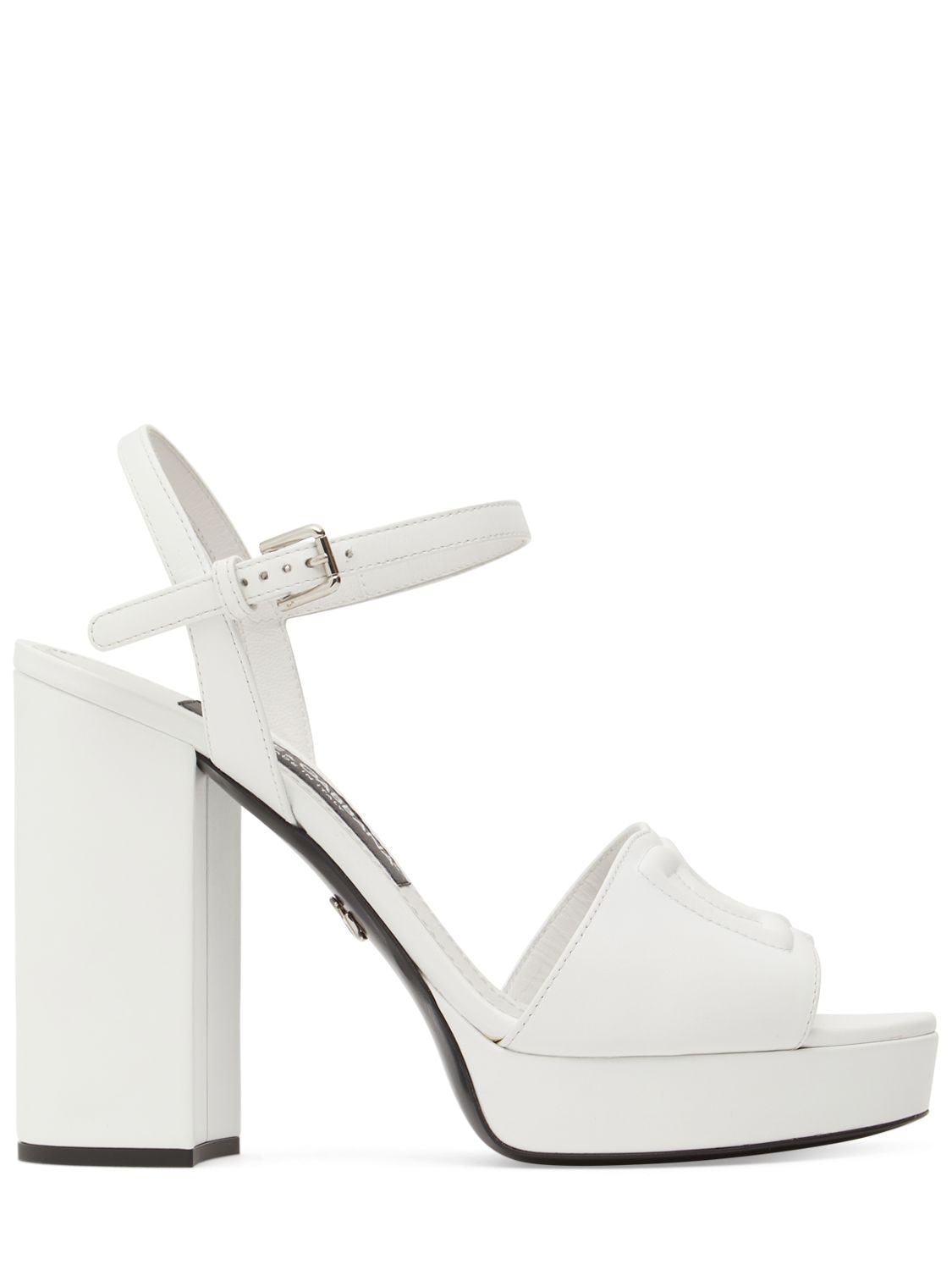 Shop Dolce & Gabbana 85mm Keira Leather High Heel Sandals In Off White