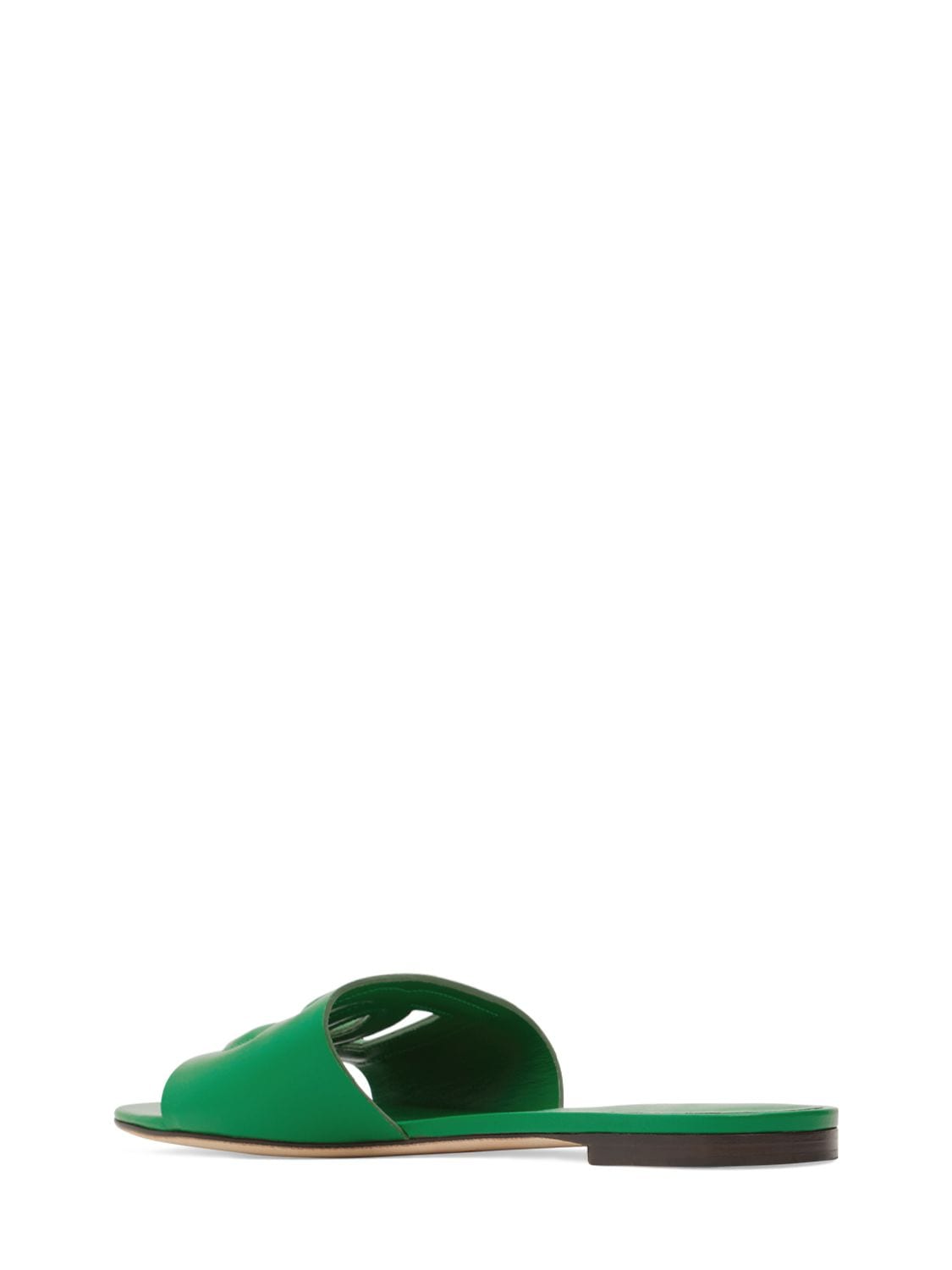 Shop Dolce & Gabbana 10mm Bianca Leather Slide Sandals In Green