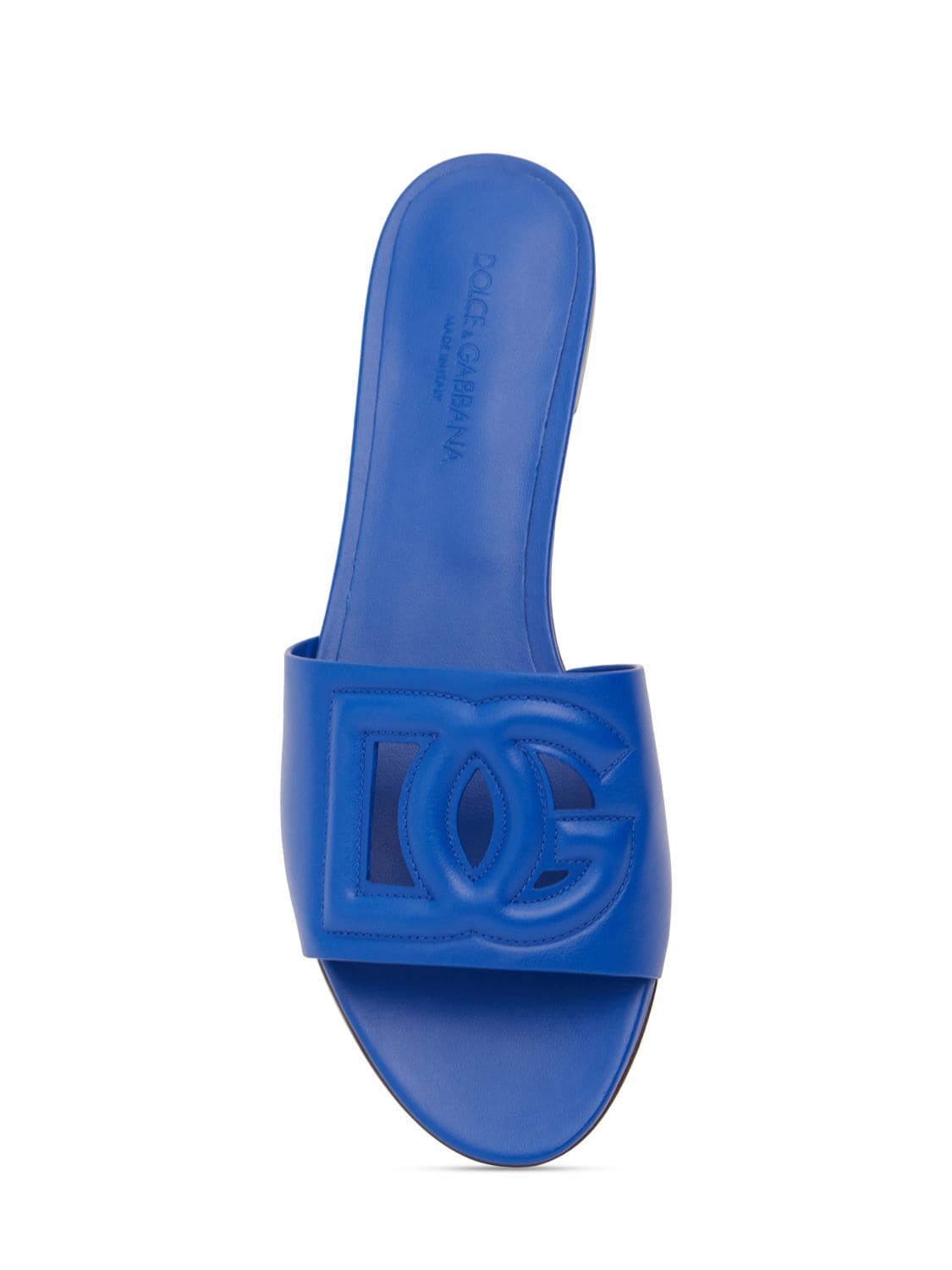 Shop Dolce & Gabbana 10mm Bianca Leather Slide Sandals In Blue