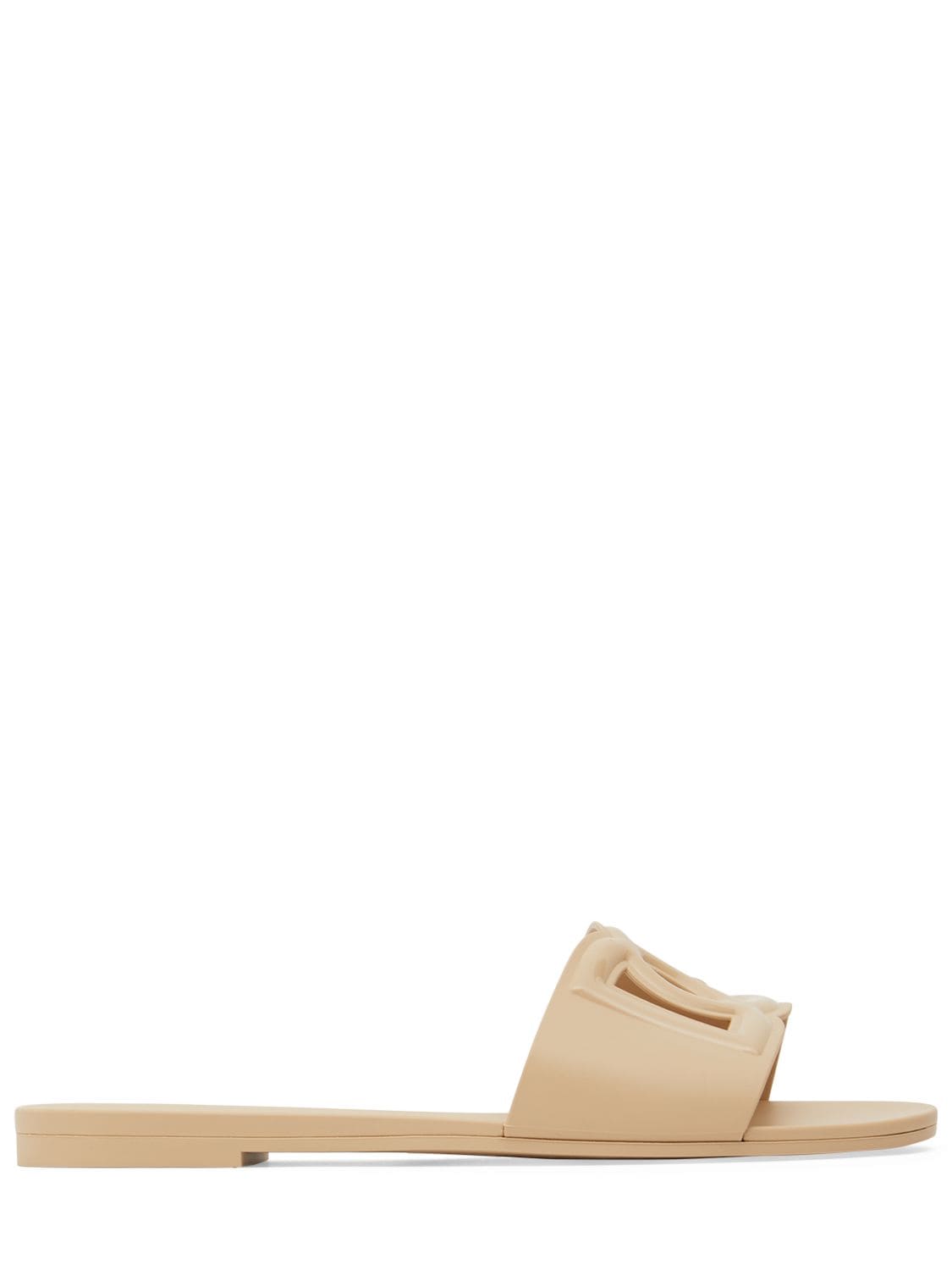 Dolce & Gabbana 10mm Rubber Flat Slide Sandals In Beige