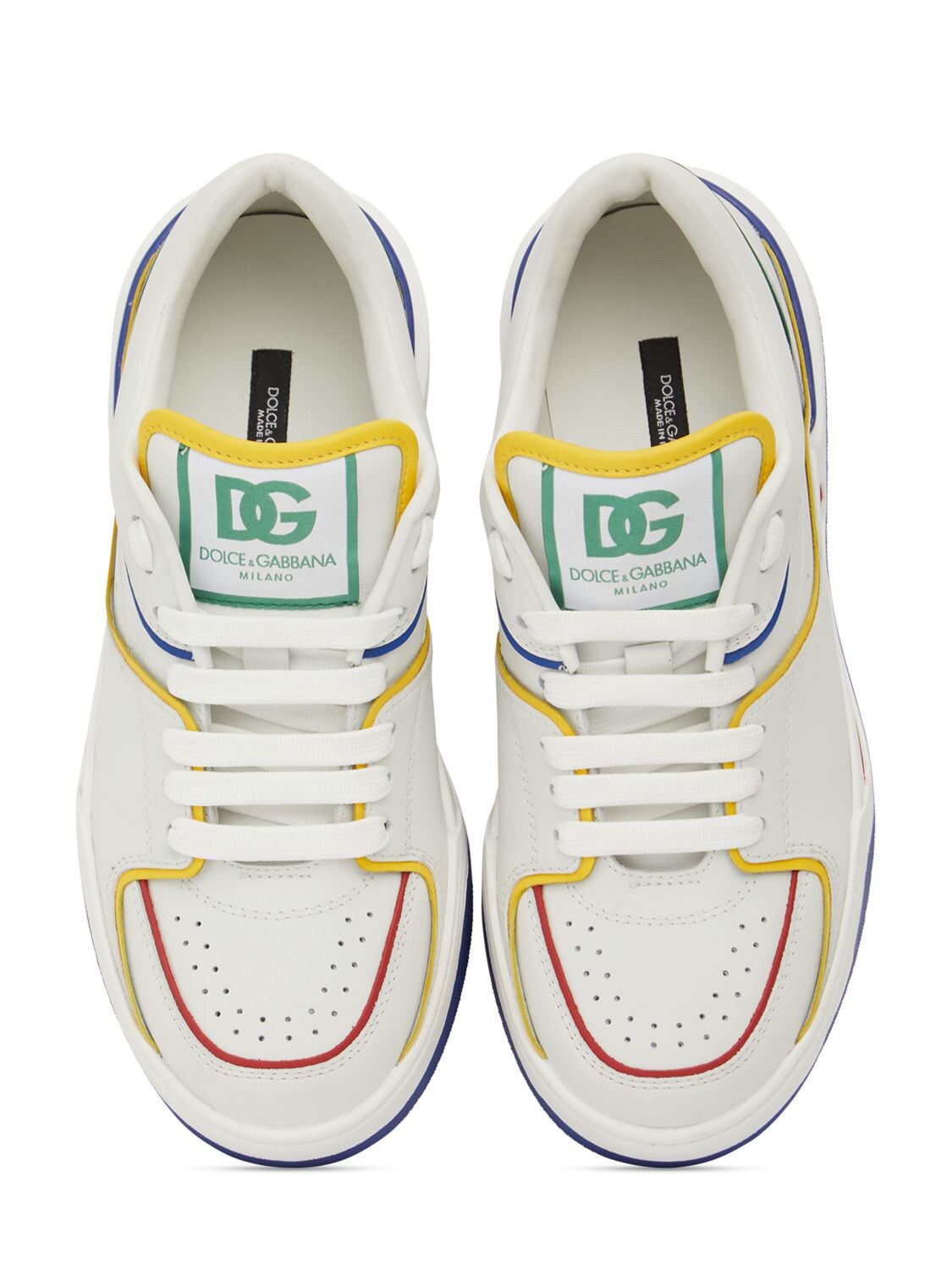 Shop Dolce & Gabbana 20mm New Roma Leather Sneakers In Multicolor