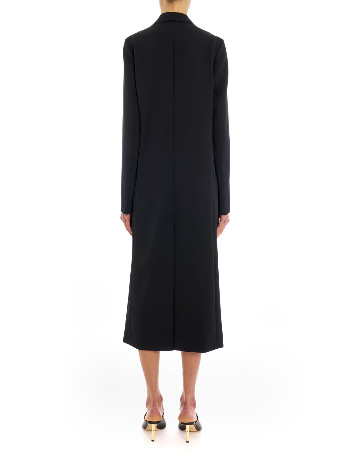 Shop Lanvin Single Breast Neoprene Long Coat In Black