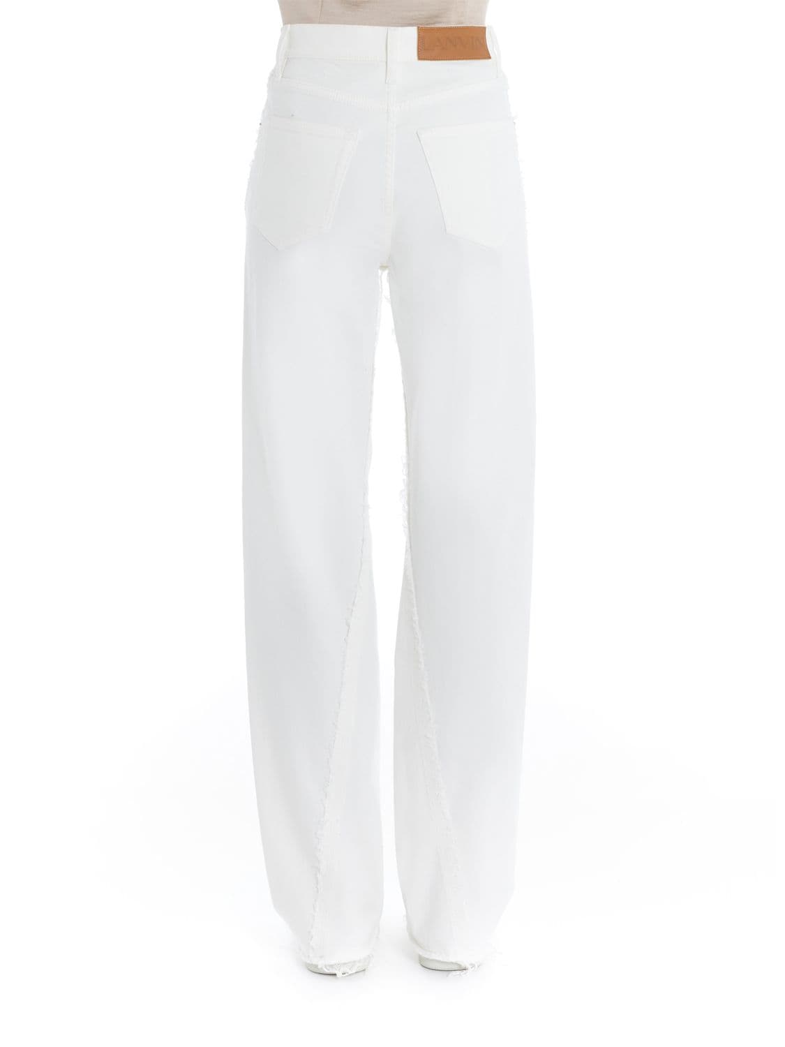 Shop Lanvin Twisted Denim High Waist Straight Jeans In Optic White
