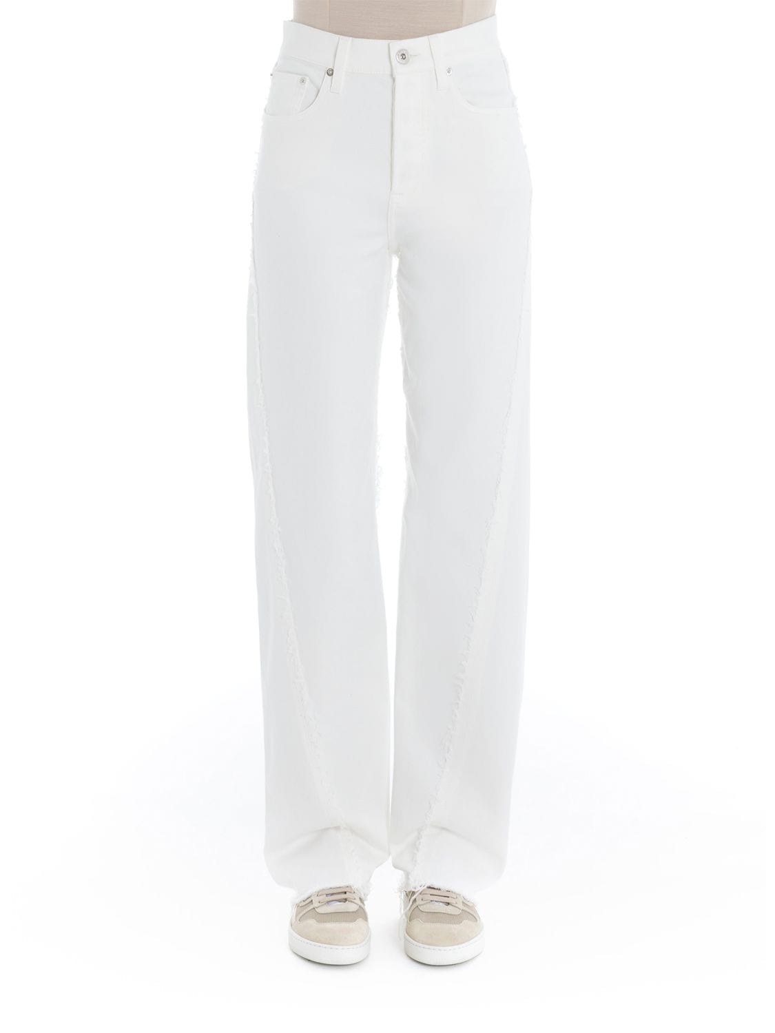 Lanvin Twisted Denim High Waist Straight Jeans In Optic White