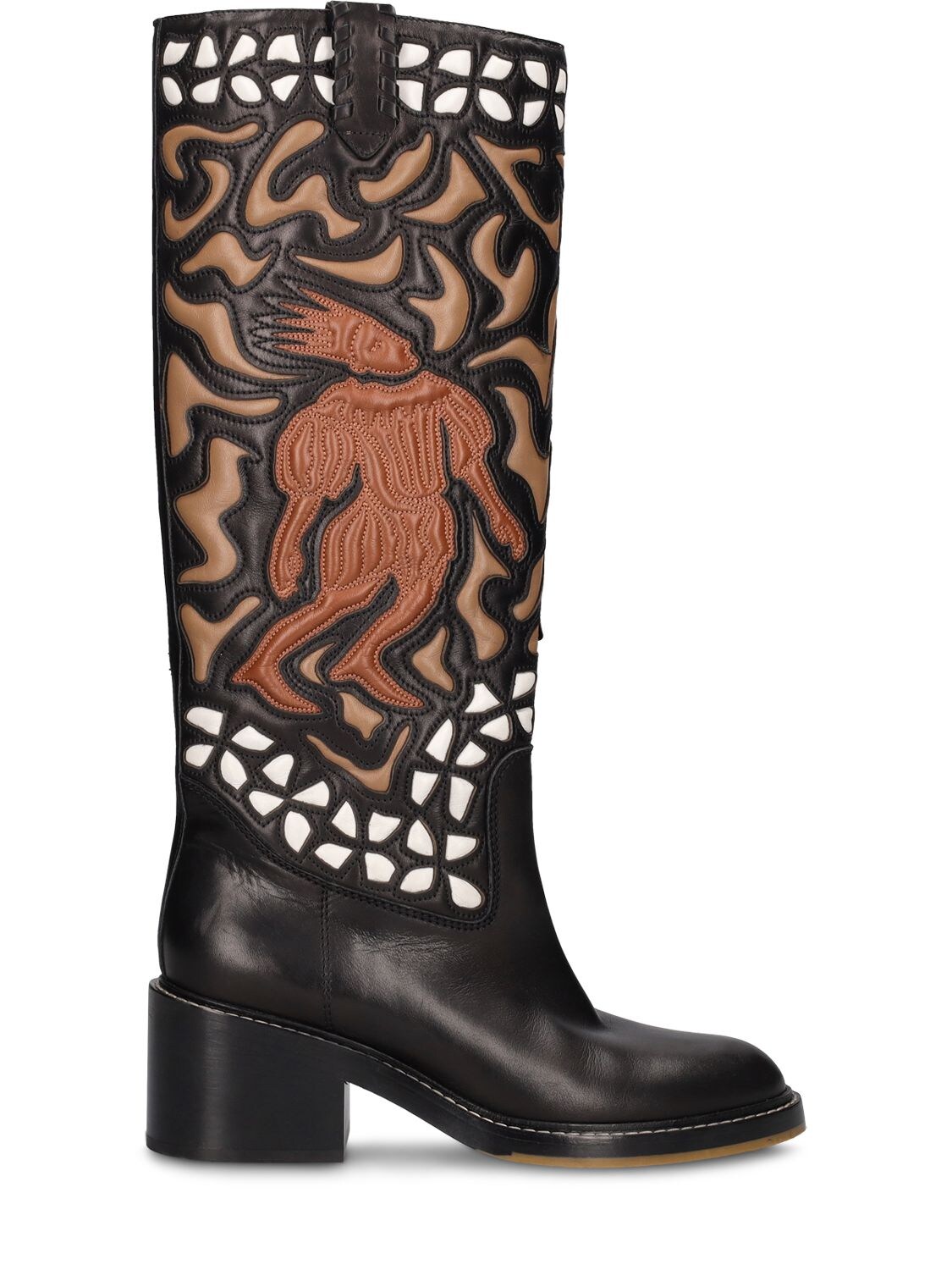 CHLOÉ 60MM MALLO EMBROIDERY LEATHER TALL BOOTS