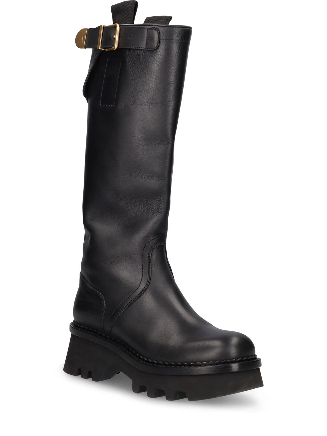 Shop Chloé 50mm Owena Leather Tall Boots In Black