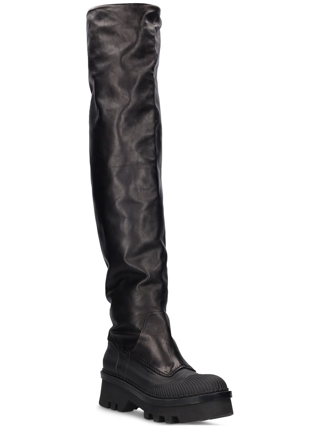 Shop Chloé 50mm Raina Leather Over-the-knee Boots In Black