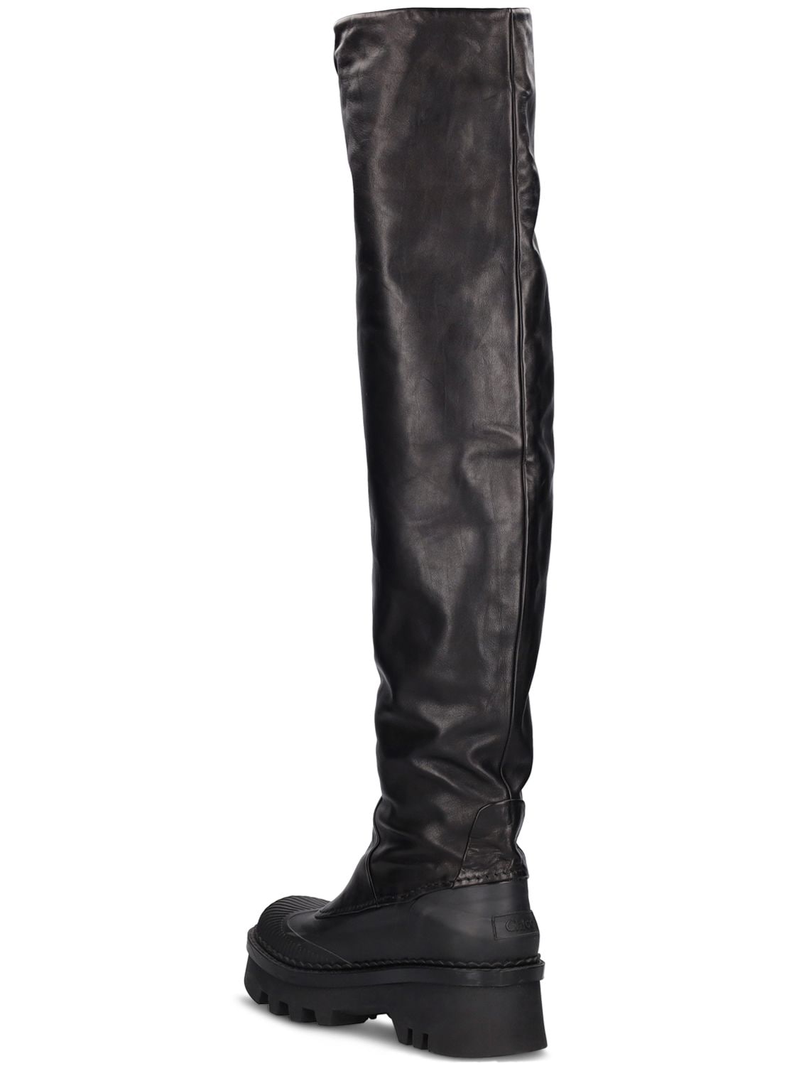 Shop Chloé 50mm Raina Leather Over-the-knee Boots In Black