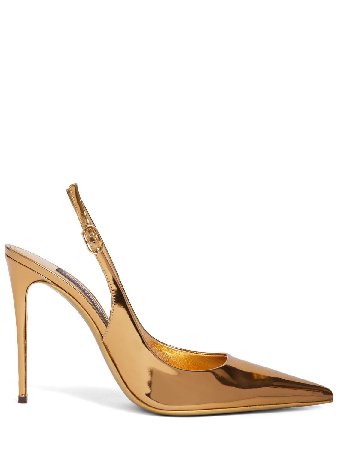 Dolce & Gabbana 90mm Lollo Laminated Leather Slingbacks In Gold