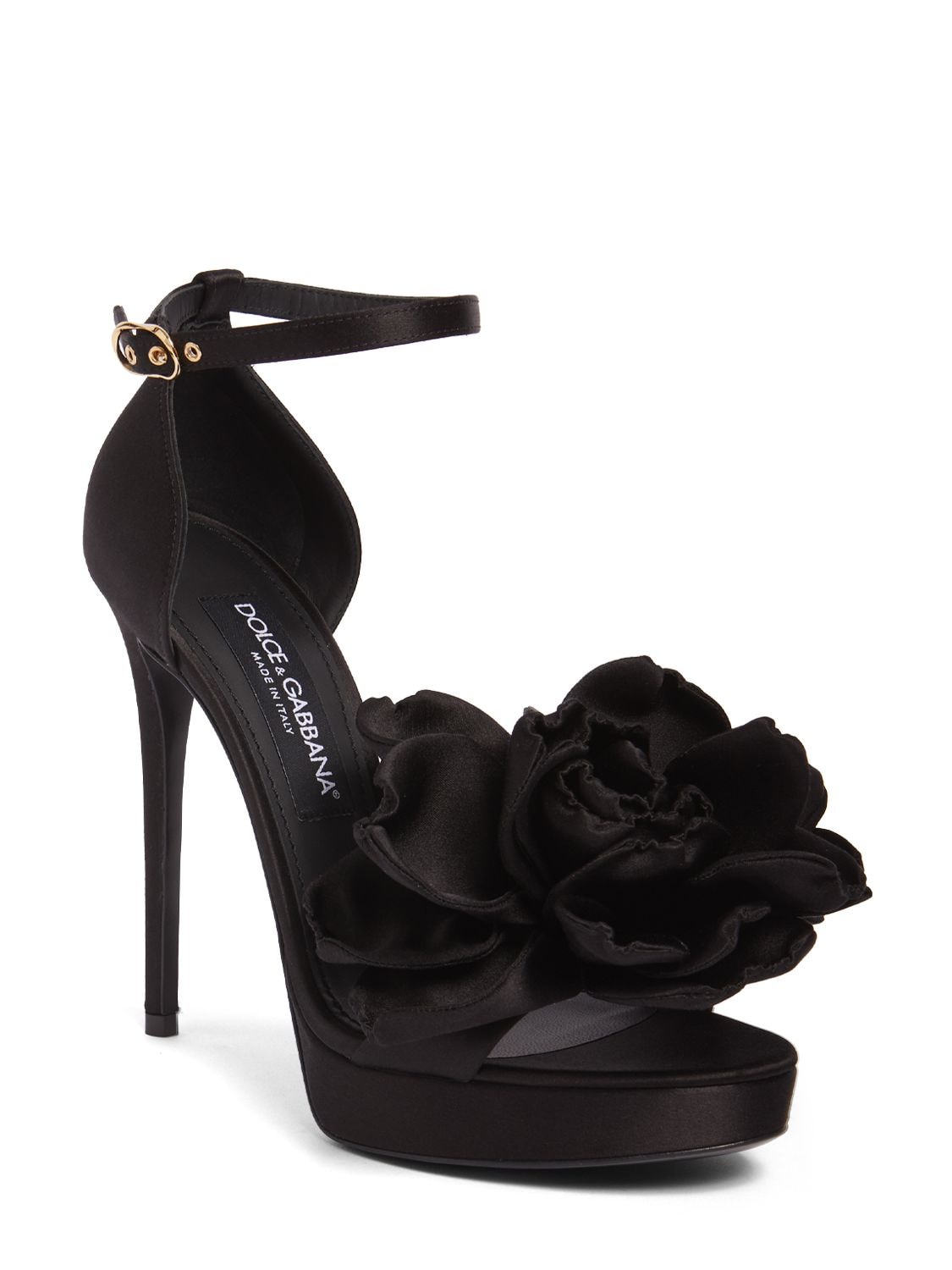 Shop Dolce & Gabbana 105mm Keira Satin Platform Sandals In Black