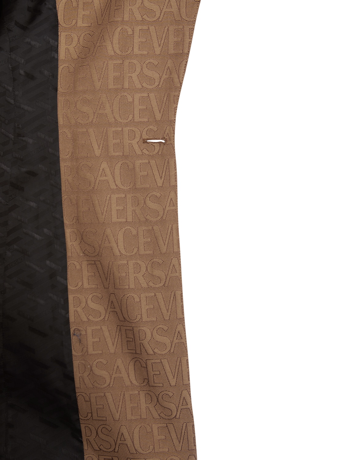 Shop Versace Monogram Canvas Trench Coat W/belt In Brown