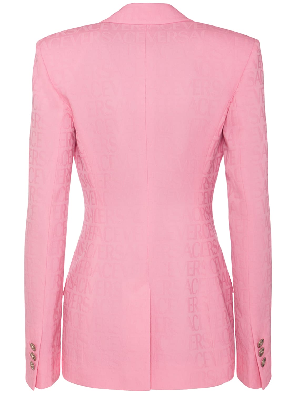 Shop Versace Jacquard Wool Single Breasted Jacket In Pink