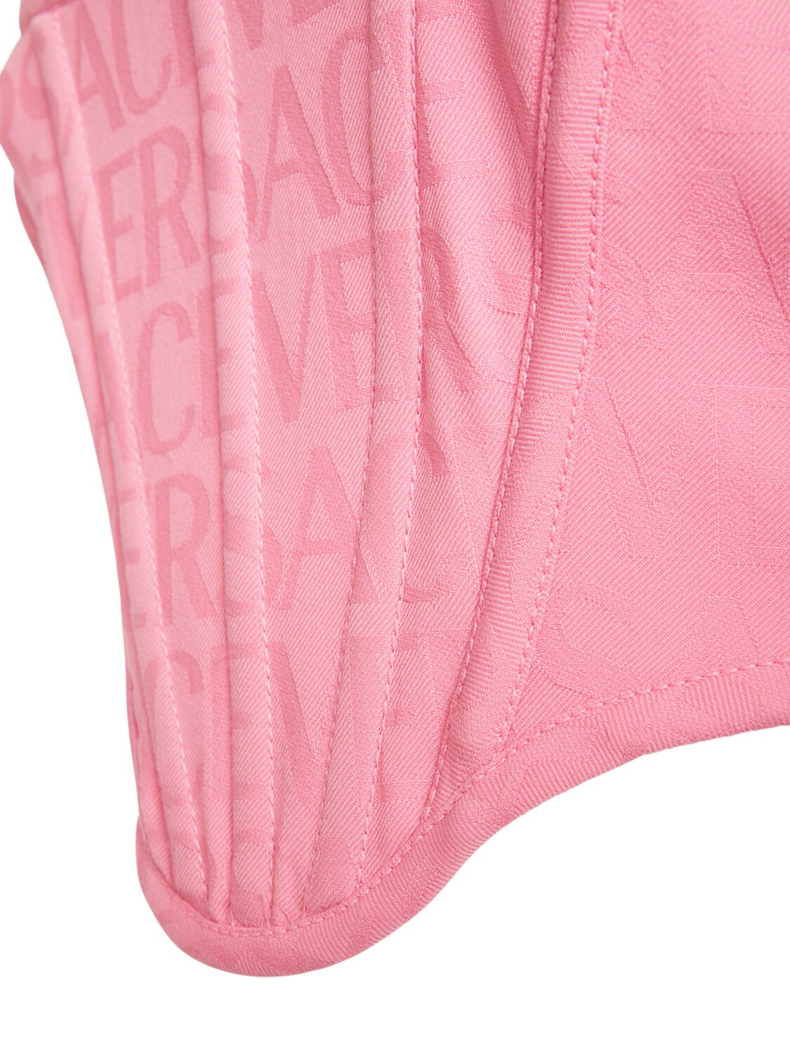 Shop Versace Logo Jacquard Wool Corset Top In Pink