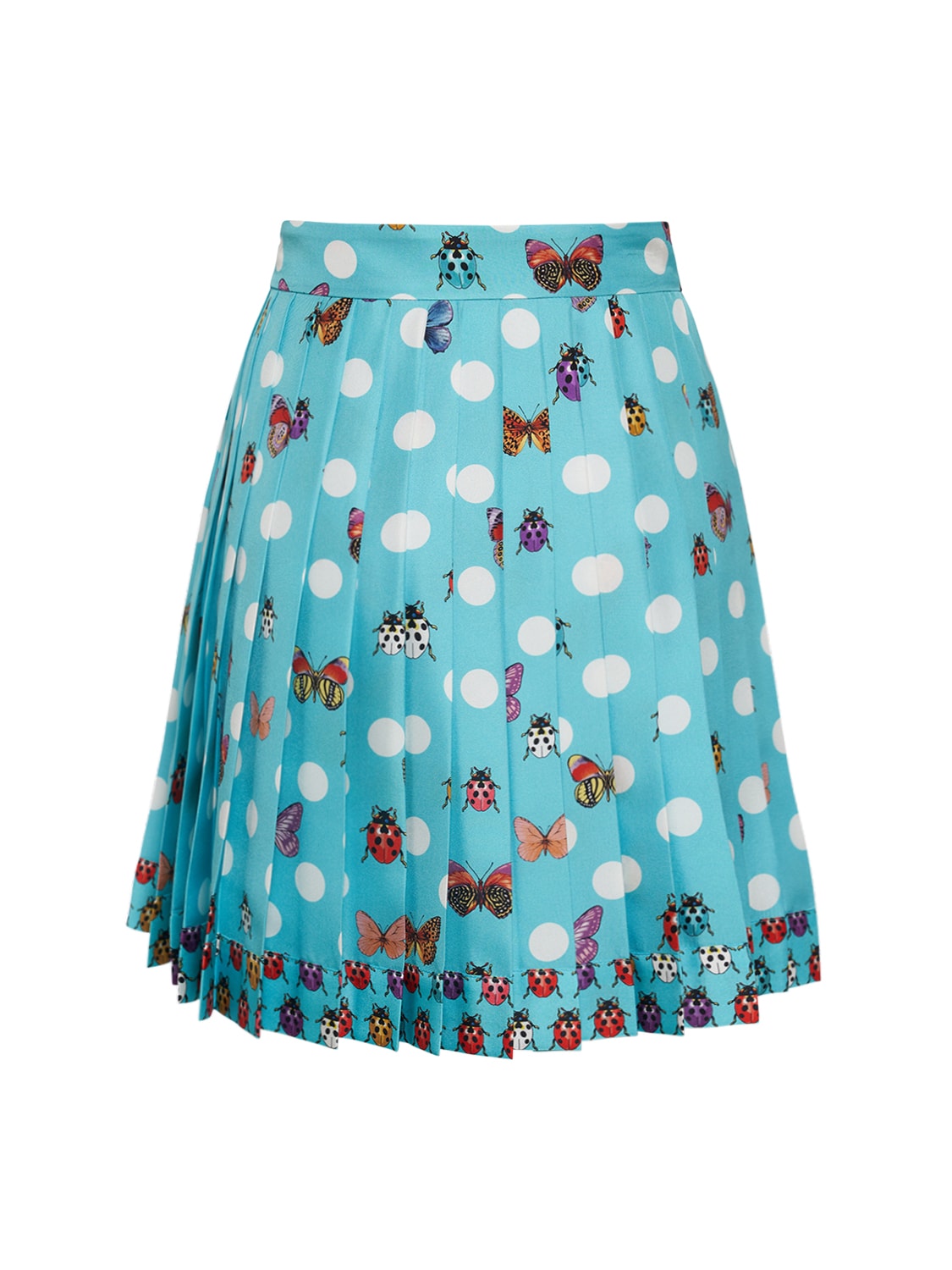 Shop Versace Print Silk Twill Pleated Mini Skirt In Multicolor